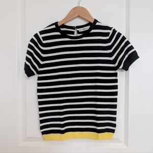 Zara Black and White Striped Knit Top